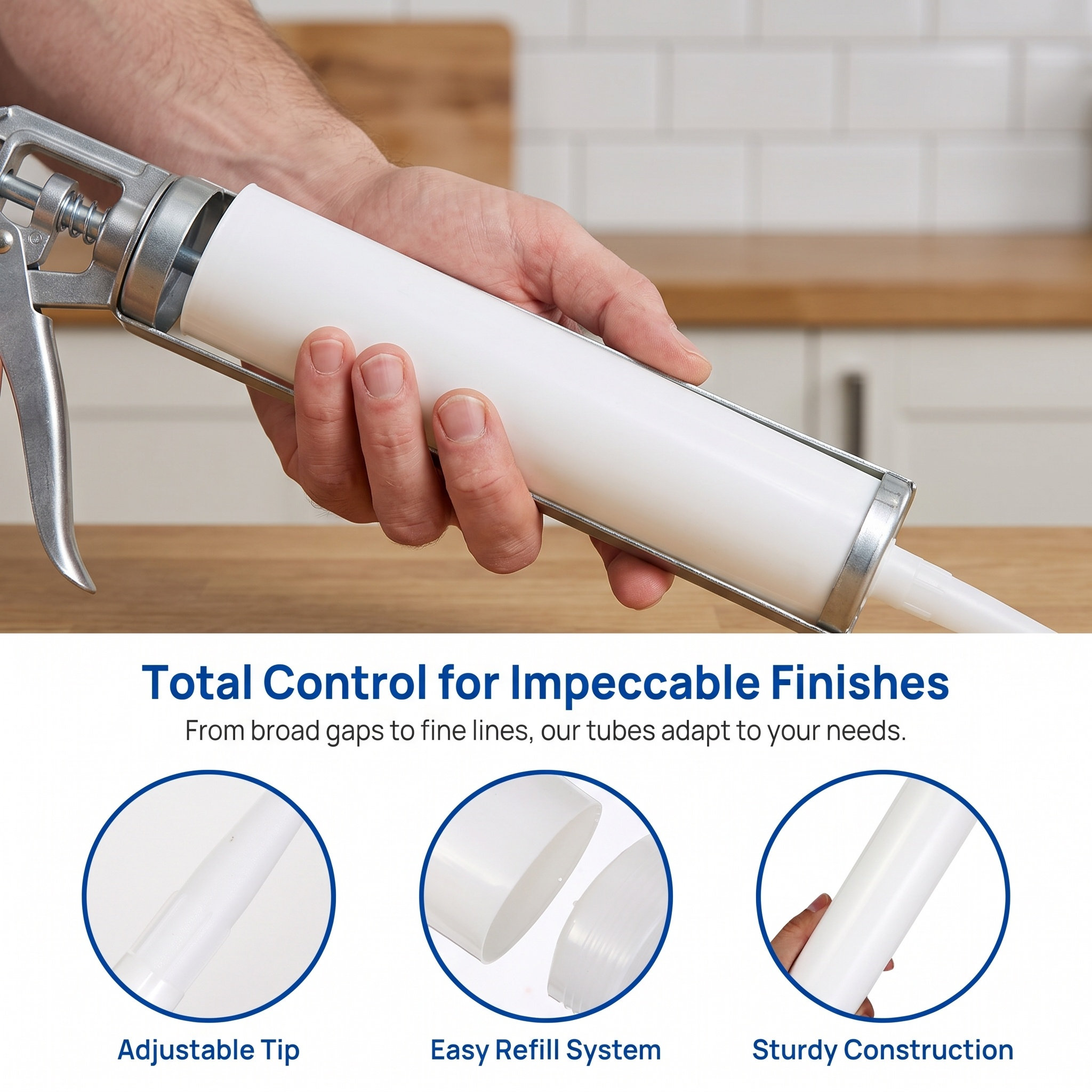 Home Improvement Tools - 5Pcs Empty Refillable Plastic Caulk Tubes
