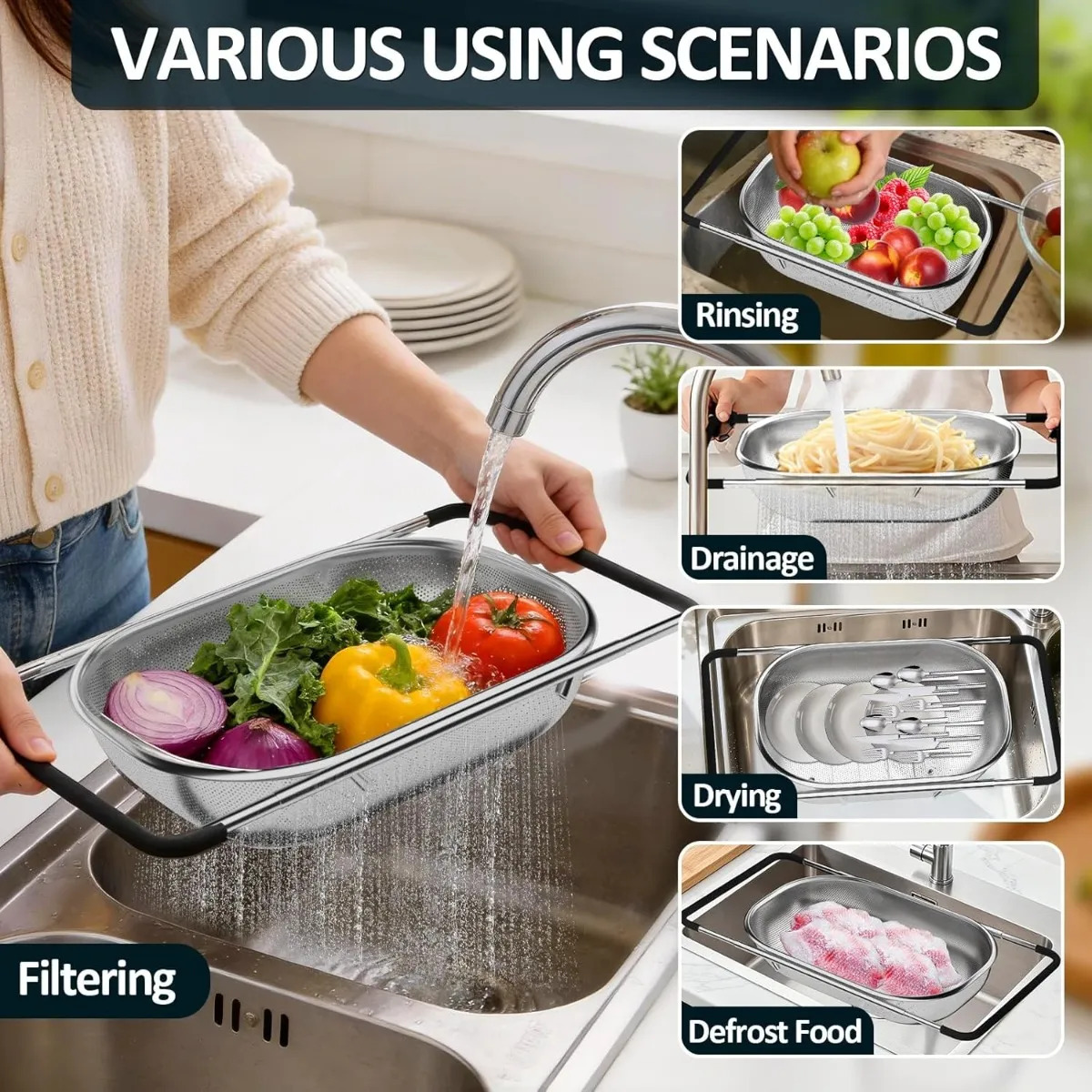 Over The Sink Colander Straine - Sink Drain Strainer review and price